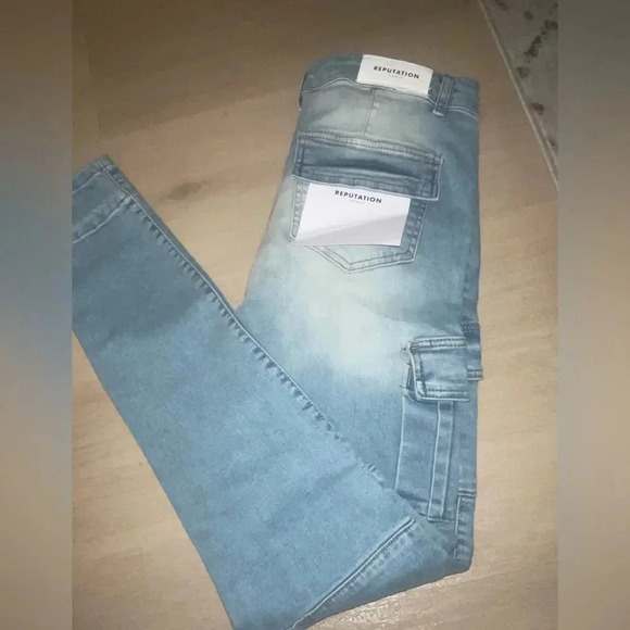 REPUTATION STUDIOS MENS SLIM FIT CARGO DENIM LIGHT STONE SIZE 30(s) - Picture 5 of 11